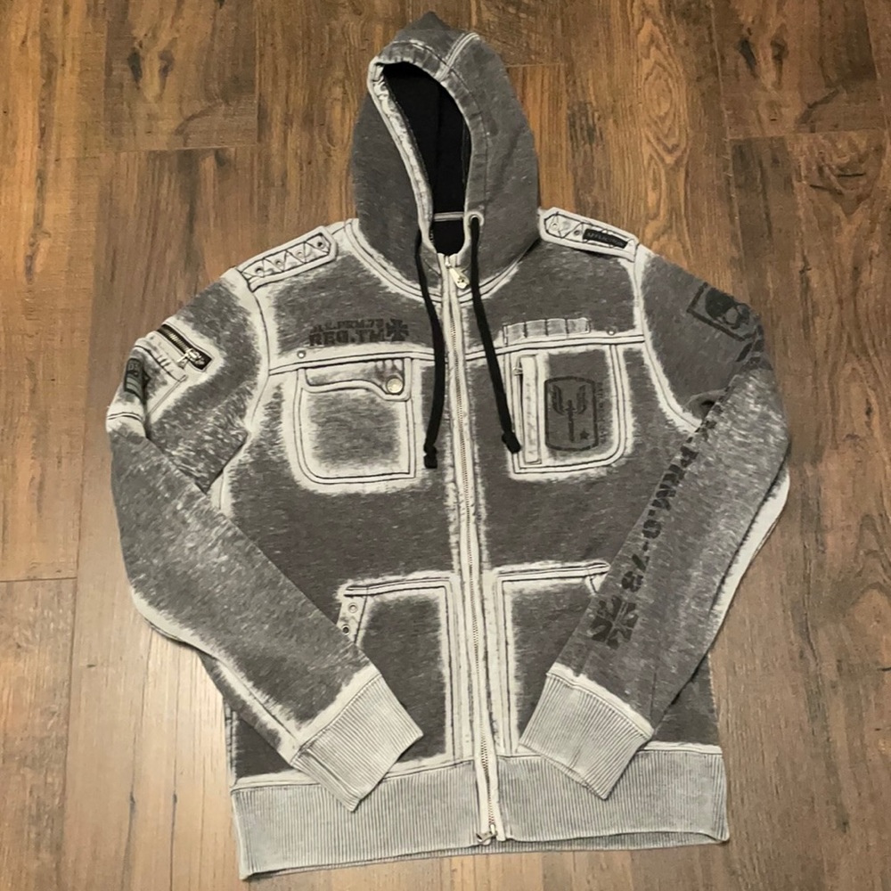 AFFLICTION LIVE FAST ZIP UP HOODY SIZE LARGE